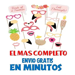 Kit Imprimible Photo Props Flamencos Fiesta Party Completo