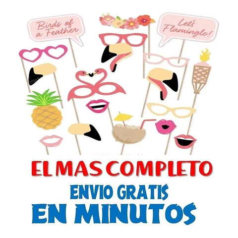 Kit Imprimible Photo Props Flamencos Fiesta Party Completo