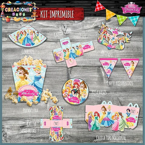 Kit Imprimible Candy Bar Princesas Disney El Mas Completo