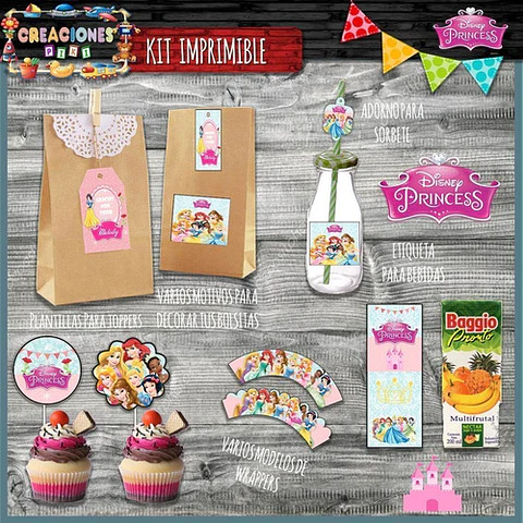 Kit Imprimible Candy Bar Princesas Disney El Mas Completo