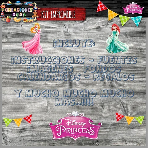 Kit Imprimible Candy Bar Princesas Disney El Mas Completo