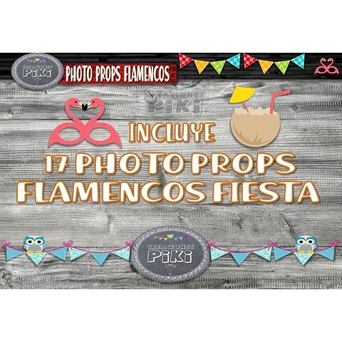 Kit Imprimible Photo Props Flamencos Fiesta Party Completo