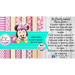 Papeles Fondos Digitales Minnie Bebe 4 Kit Imprimible