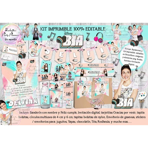 Kit Imprimible Candy Bar Bia Disney 100% Editable