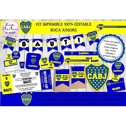 Kit Imprimible Candy Bar Boca Juniors 100% Editable