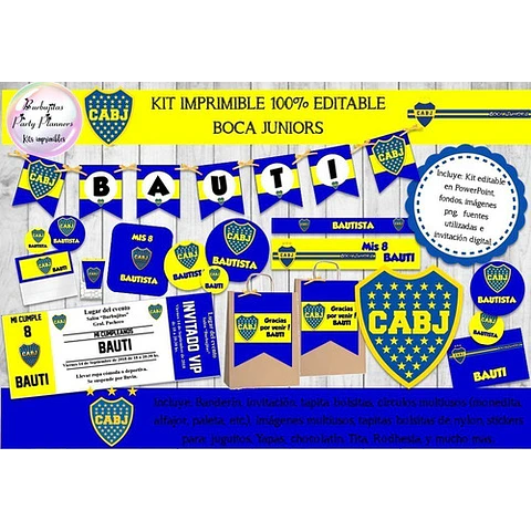 Kit Imprimible Candy Bar Boca Juniors 100% Editable