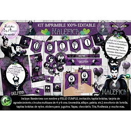 Kit Imprimible Candy Bar Malefica 100% Editable