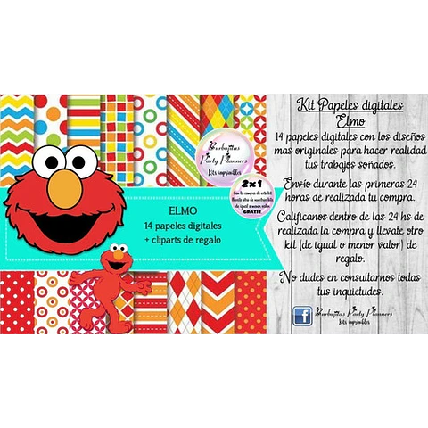 Papeles Fondos Digitales Elmo Kit Imprimible