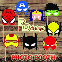 Kit Imprimible Photo Props Superheroes  8 Imagenes Png
