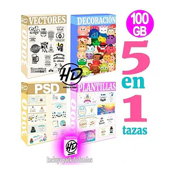 Súper Combo 5 En 1 Megapacks Plantillas Para Sublimar Tazas