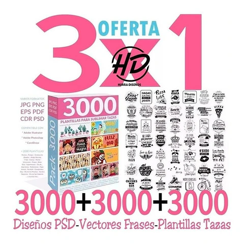 Súper Combo 5 En 1 Megapacks Plantillas Para Sublimar Tazas