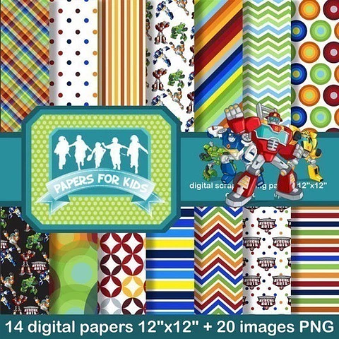 Kit Imprimible Transformer 20 Clipart - 22 Fondos Ver Promo