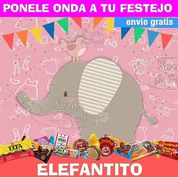 Kit Imprimible Elefante Rosa Editable