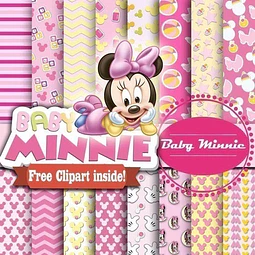 Kit Imprimible  Baby Minnie 2 - 16 Fondos   5 Png  Ver Promo