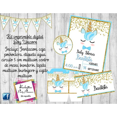 Kit Imprimible Boy Unicorn (unicornio Nene)