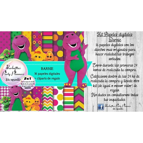 Papeles Fondos Digitales Barnie Kit Imprimibles