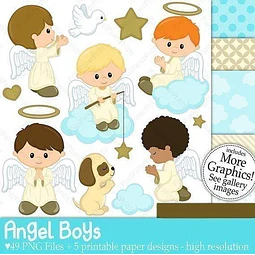 Kit Imprimible Angelitos Nene Bautismo 03 