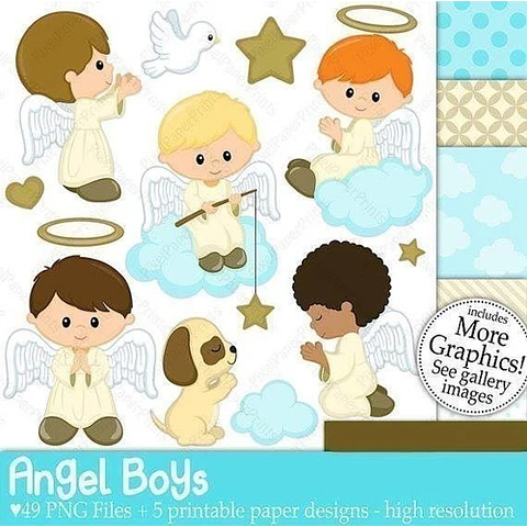 Kit Imprimible Angelitos Nene Bautismo 03 
