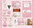 Kit Imprimible Elefante Rosa Editable