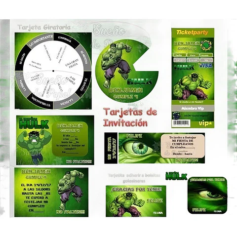 Kit Imprimible Increible Hulk Editable 