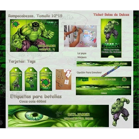 Kit Imprimible Increible Hulk Editable 