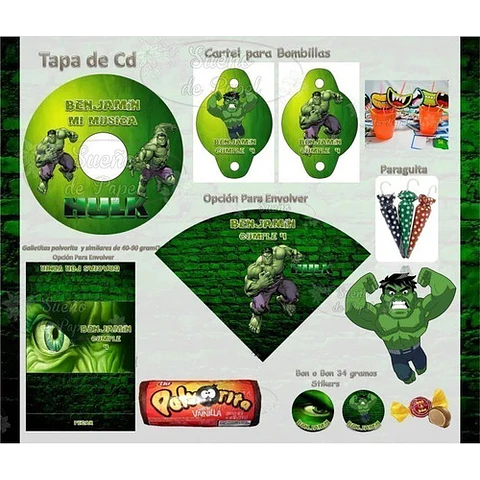 Kit Imprimible Increible Hulk Editable 