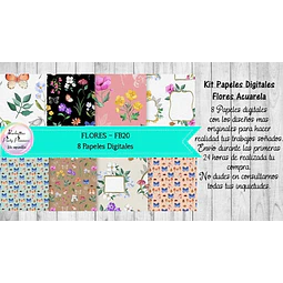Papeles Digitales Florales Acuarela Fb20