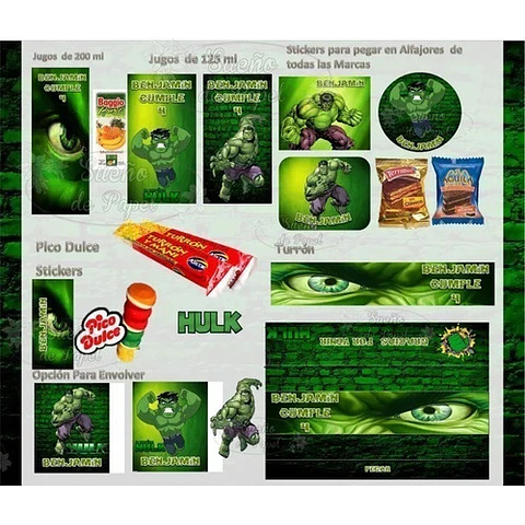 Kit Imprimible Increible Hulk Editable 