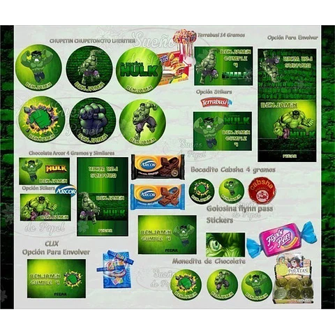 Kit Imprimible Increible Hulk Editable 