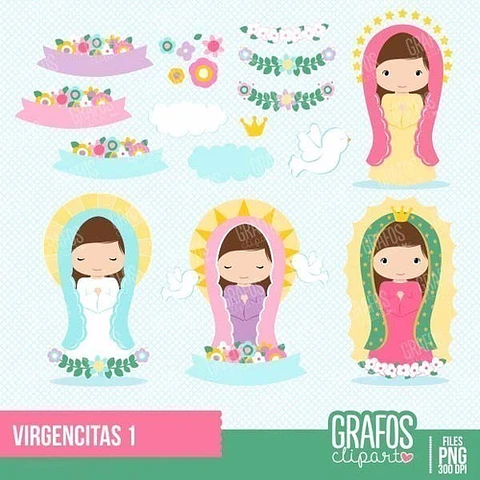 Kit Imprimible Virgencitas  28 Imagenes  Png 