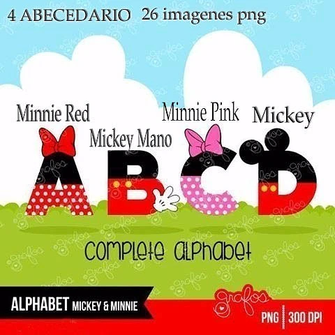 Kit Imprimible 4 Abecedarios De Mickey Y Minnie Ver Promo