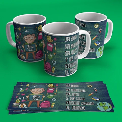 Pack + 60 Plantillas Sublimación Tazas - Día Del Maestro