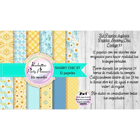 Papeles Digitales Fondos Shabby Chic Celeste Y Amarillo E7