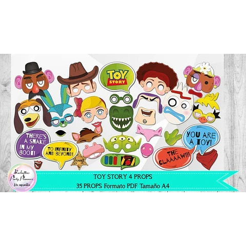 Toy Story 4 Photo Booth Props X 35 Formato Pdf Tamaño A4