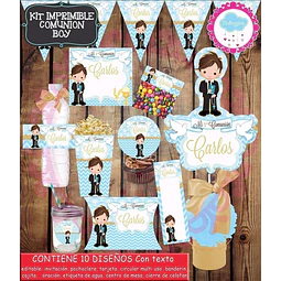 Kit Imprimible Editable Primera Comunión Nene