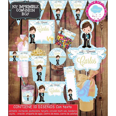 Kit Imprimible Editable Primera Comunión Nene