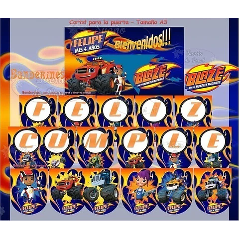 Kit Imprimible Blaze And The Monster Machine Candy Editable
