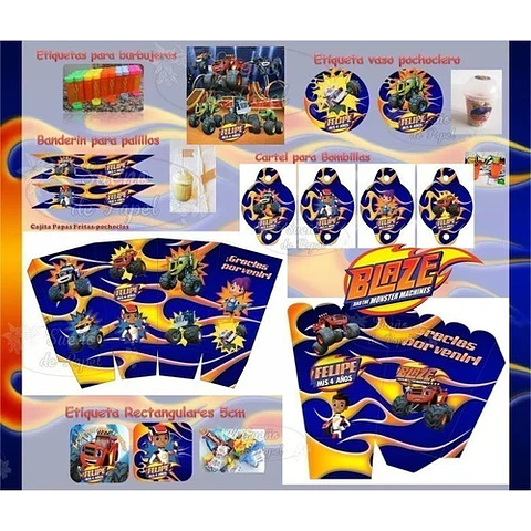Kit Imprimible Blaze And The Monster Machine Candy Editable