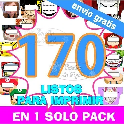 Kit Imprimible Mascaras Infantiles Protectores Faciales