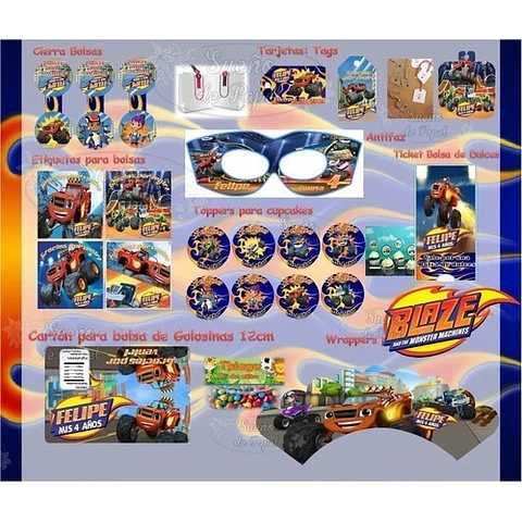 Kit Imprimible Blaze And The Monster Machine Candy Editable