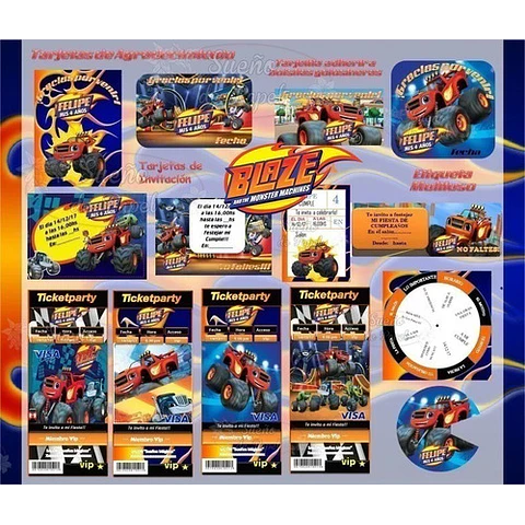Kit Imprimible Blaze And The Monster Machine Candy Editable