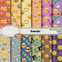Kit Imprimible Emojis 04 - 12 Fondos
