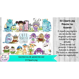 Cliparts Monster Inc Acuarela  Kit Imprimibles