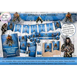 Kit Imprimible Candy Bar Aquaman 100% Editable