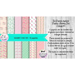 Papeles Digitales Shabby Chic Rosa Y Verde Aguamarino B15