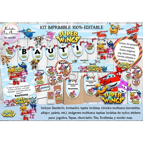 Kit Imprimible Candy Bar Super Wings 100% Editable