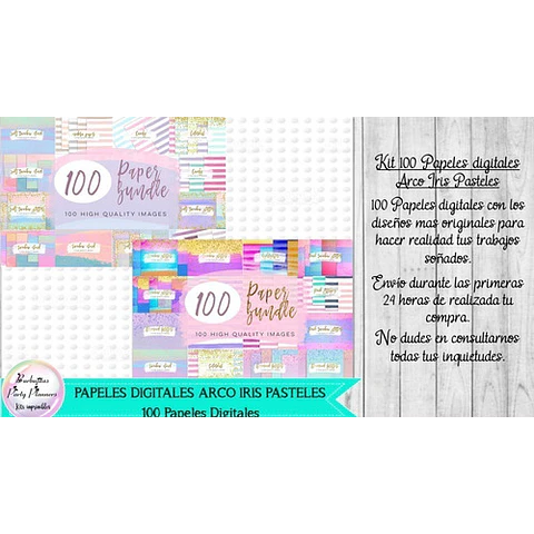 100 Papeles Fondos Digitales Arco Iris Pasteles 