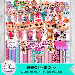 Cliparts Png Y Papeles Digitales Bebes Llorones Kit