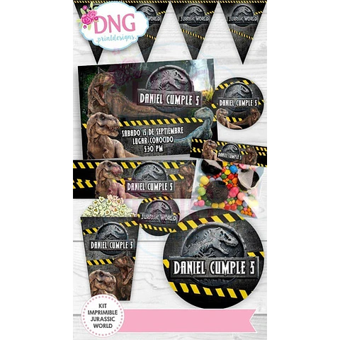 Kit Imprimible Invitaciones Candy Bar Png / Jurassic World