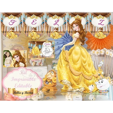 Kit Imprimible La Bella Y La Bestia Editable